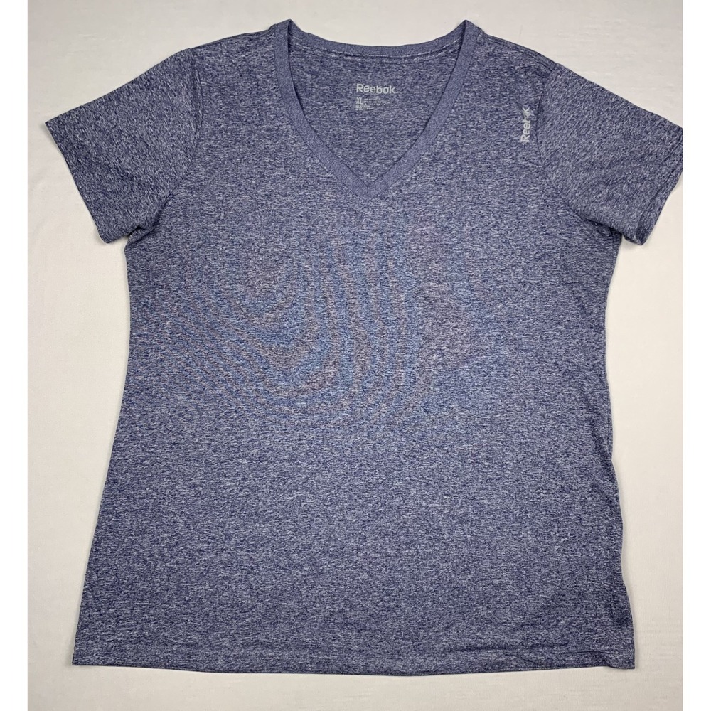 Reebok V Neck T Shirt Womens XL Blue Athletic Running Workout Gym Top